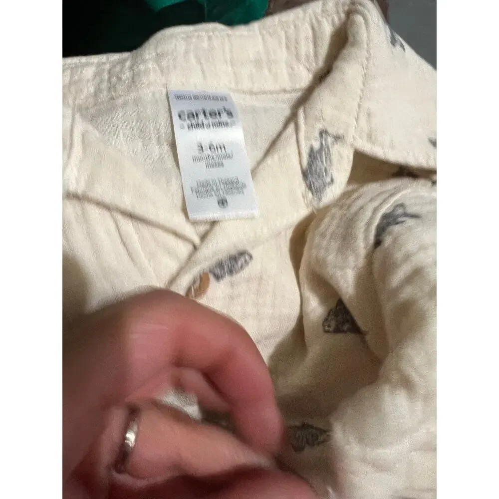 Carter's Child of Mine 2-Piece Baby Boy Outfit Set shirt shorts 3-6 Month beige